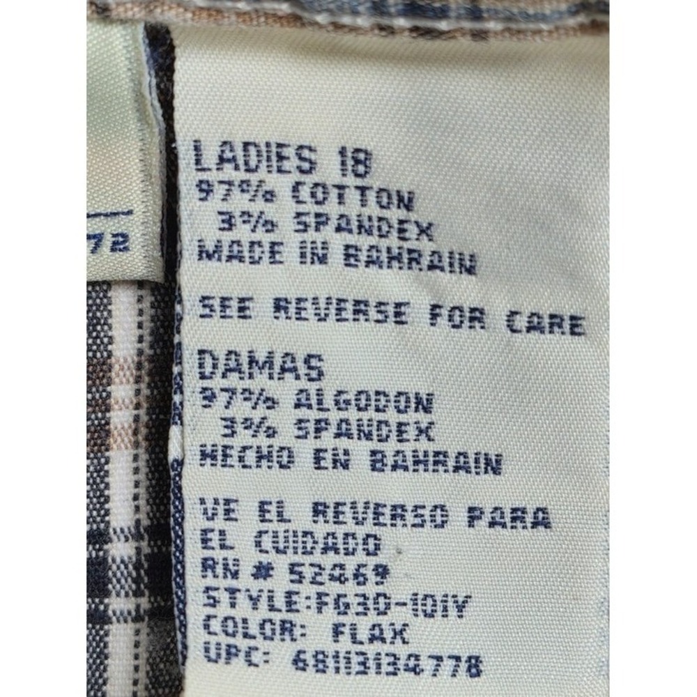 Faded Glory Womens Bermuda Shorts 10 Plaid Beige Blue Y2k Cotton Stretch Summer - Picture 5 of 10